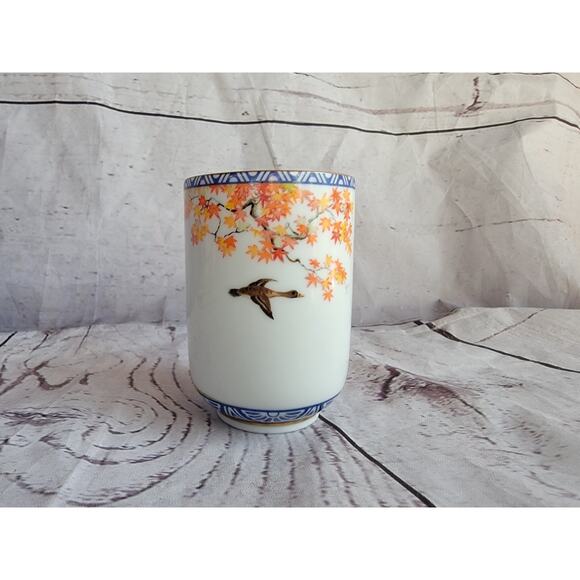 Franklin Mint Kinuko Yamabe Limited Edition Sake Cup Birds Japan Mallard Fall - Picture 2 of 7